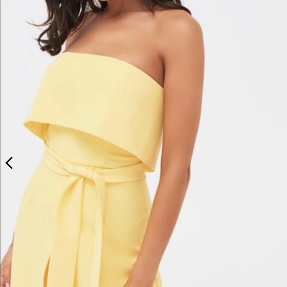 Double Layer Bandeau Wide Leg Jumpsuit In Yellow - Picture 2 of 8